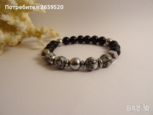 Водоустойчива мъжка гривна от естествени камъни, снимка 3 - Гривни - 39770161