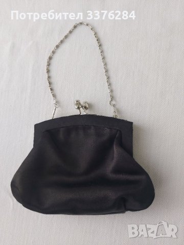 Черна малка сатенена официална чантичка с камъчета , за повод