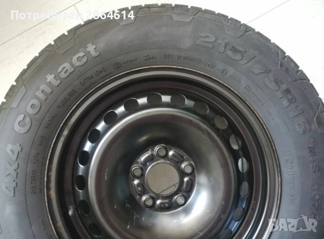 215/75R16 M+S Гума с джанта Continental Contact за SUV 4x4, снимка 6 - Гуми и джанти - 52676548
