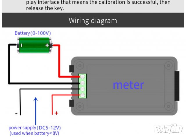 Волтметър Peacefair PZEM-023 DC 8-100V, снимка 2 - Друга електроника - 34371274