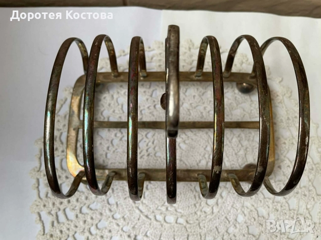 Красива посребрена поставка за 6 филийки от Англия, снимка 7 - Антикварни и старинни предмети - 52654596