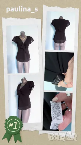 Три различни броя / Черна маркова блуза тип туника с къс ръкав , снимка 2 - Туники - 50397510