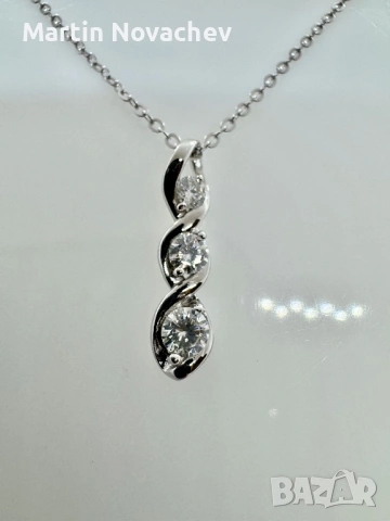 Сребърно колие с мойсанит (Диамант) 0.7 карата, снимка 2 - Колиета, медальони, синджири - 54129851