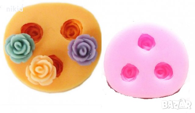 3 миниатюрни розички силиконов молд форма декорация украса фондан торта шоколад смола, снимка 2 - Форми - 30148354
