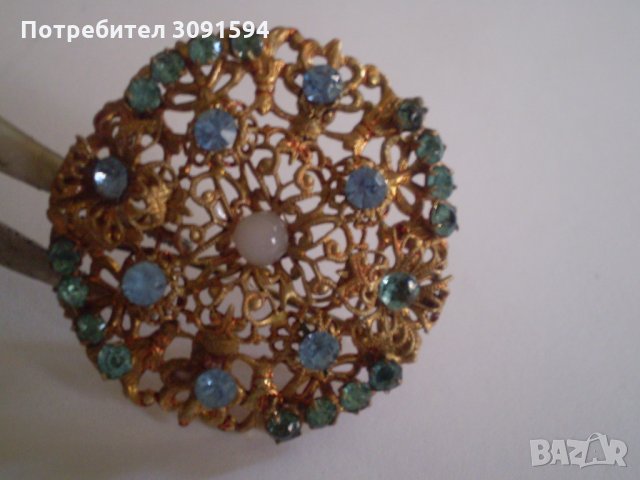 Брошка  филигран със  кристал  Чехословакия  маркирана, снимка 8 - Антикварни и старинни предмети - 35439854