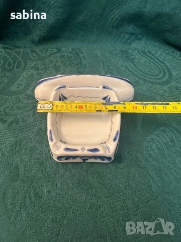 Ваза телефон-пепелник Гжел, нови, снимка 9 - Антикварни и старинни предмети - 52885171