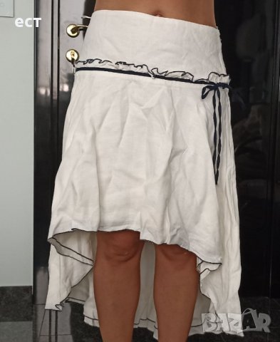 Ленена асиметрична пола, снимка 4 - Поли - 36944500