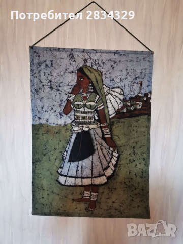 Батика върху коприна-индийска, снимка 1 - Декорация за дома - 36550208