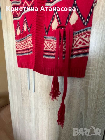 🎅 Дамска плетена жилетка с коледни национални елементи, снимка 9 - Жилетки - 52478897