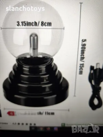 Плазменна лампа /топка ,8см., снимка 2 - Настолни лампи - 49325716