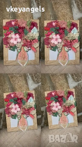 Пано “букет” с естествен скандинавски мъх, снимка 2 - Подаръци за жени - 50188577