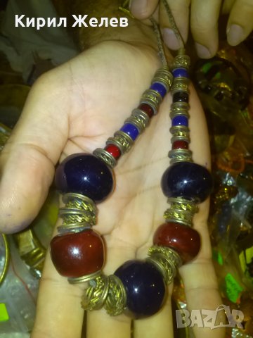 СТАРИННО КОЛИЕ БРОНЗ и МУРАНО ВЕНЕЦИАНСКО СТЪКЛО УНИКАЛНА РЪЧНА ИЗРАБОТКА 4001, снимка 10 - Колиета, медальони, синджири - 29637436