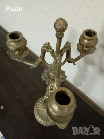 Комплект от два масивни бронзови свещника - свещник, снимка 5 - Антикварни и старинни предмети - 47861866
