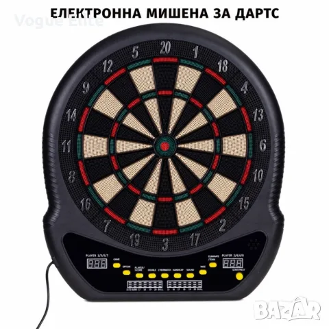 Електронна мишена за дартс 48 см с 27 игри, 202 режима и 12 стрелички – за до 8 играчи