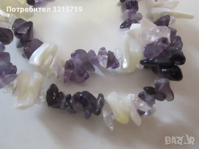 Красива дамска гривна -аметист, седеф и кварц, снимка 4 - Гривни - 50303172