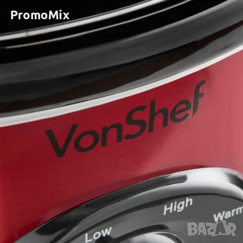 Уред за бавно готвене VonShef 50 339 Slow Cooker 3.5л 170W Съд за готвене с капак Оризовар, снимка 8 - Мултикукъри - 49206846