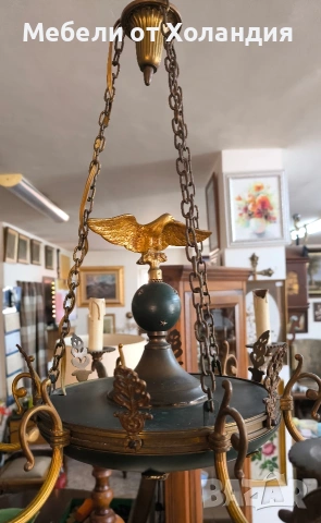 Френски бронзов полилей Империя, снимка 4 - Полилеи - 54341873