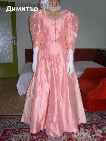 Рокля във викториански стил цвят корал, снимка 5 - Рокли - 54242999