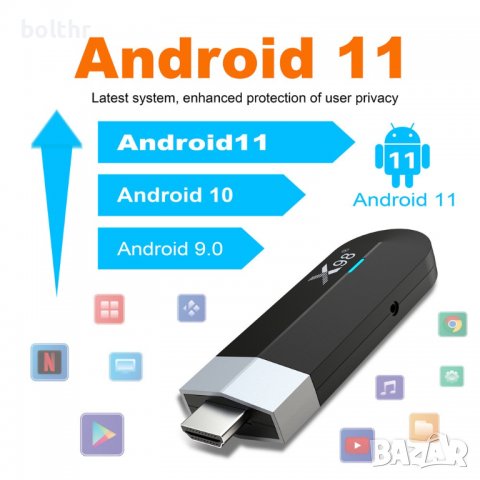 ANDROID MINI TV STICK X98 S500, ANDROID 11, 4 GB RAM, 32 GB ROM, снимка 2 - Плейъри, домашно кино, прожектори - 39859295