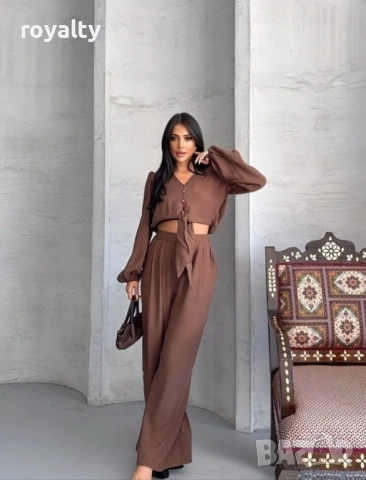 Нов Елегантен Кафяв Дамски Комплект 