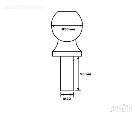 Топка за теглич ябълка с Ф50мм 3500LB/1500KG – T350, снимка 2 - Аксесоари и консумативи - 56054385