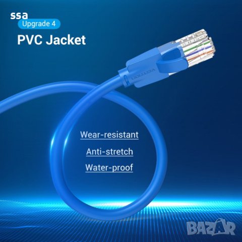 Vention Кабел LAN UTP Cat.6 Patch Cable - 3M Blue - IBELI, снимка 7 - Кабели и адаптери - 44231514
