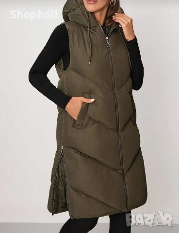 Дълъг елек в зелен и бежов цвят. Размер S., снимка 7 - Елеци - 53201770