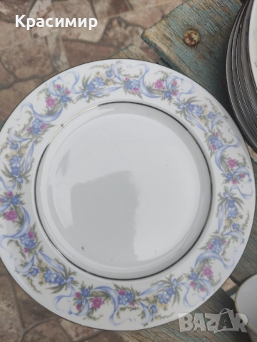 6 бр. десертни чинийки JlMenau GDR сребрист кант 17 см. 