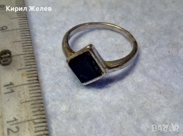 СТИЛЕН СКЪПОЦЕНЕН СРЕБЪРЕН ПРЪСТЕН СРЕБРО 925 с ШЛИФОВАН ЧЕРЕН ОНИКС 71211, снимка 3 - Пръстени - 49704252