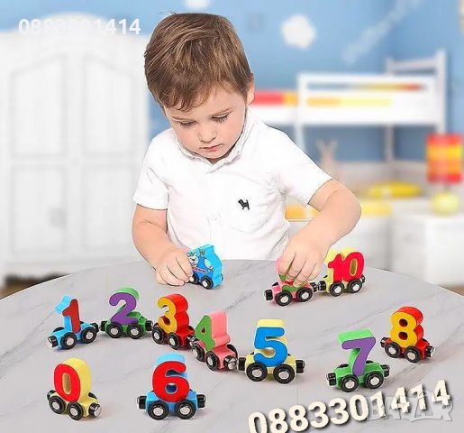 Дървено магнитно влакче с цифри , снимка 5 - Влакчета, самолети, хеликоптери - 39881213