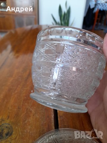 Стара стъклена захарница #5, снимка 5 - Други ценни предмети - 34176019