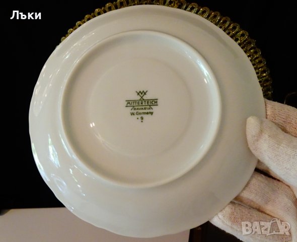 Чаша с чиния баварски порцелан 24 k Gold. , снимка 10 - Чаши - 42310243