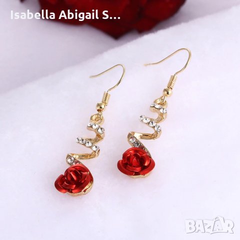 Обици във фомата на роза, снимка 3 - Обеци - 31644974