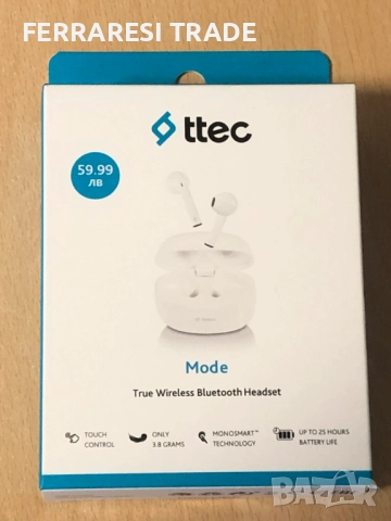 ttec Bluetooth слушалки бели 