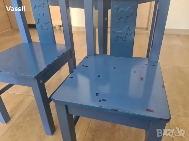 детска масичка и 2 столчета сини IKEA Kritter, снимка 4 - Мебели за детската стая - 56049300