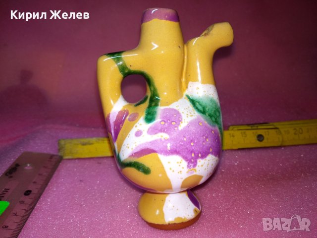 КЕРАМИЧНО БЪРДУЧЕ СВИРКА РЪЧНА МАЙСТОРСКА ИЗРАБОТКА ТРАДИЦИОНЕН ЕТНО СУВЕНИР ГЛЕДЖОСАНА ГЛИНА 42933, снимка 6 - Декорация за дома - 44297547