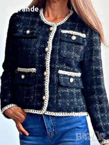 Елегантно Сако тип Жилетка Бяло и Черно