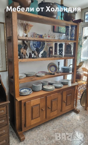 Масивен дъбов шкаф-етажерка, снимка 3 - Етажерки - 54226112