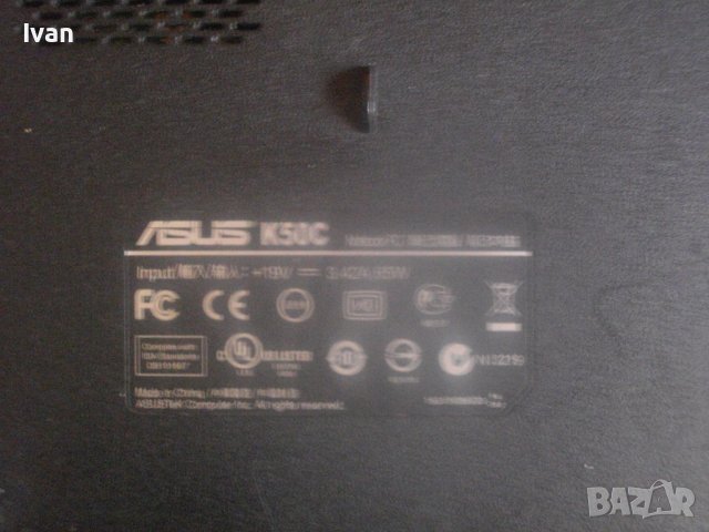 Лаптоп 15,6"-ASUS K50C-Отличен-Черен-HD 320GB/RAM 3GB/Intel Celeron 220-Батерия Добра/Зарядно, снимка 7 - Лаптопи за работа - 42759679