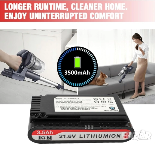 Батерия VCA-SBT90 за Samsung Jet 75/90 21.6V 3500mAh, снимка 6 - Прахосмукачки - 53282556