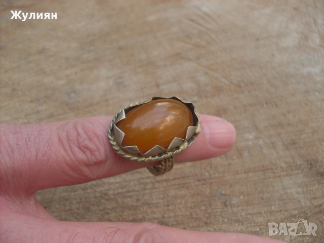 СТАР ПРЪСТЕН С КЕХЛИБАР, снимка 6 - Антикварни и старинни предмети - 35524954