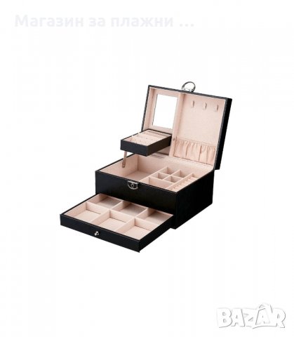 ЛУКСОЗНА КОЖЕНА КУТИЯ ЗА БИЖУТА НА 2 НИВА С КЛЮЧАЛКА - КОД 2755, снимка 4 - Подаръци за жени - 34206563