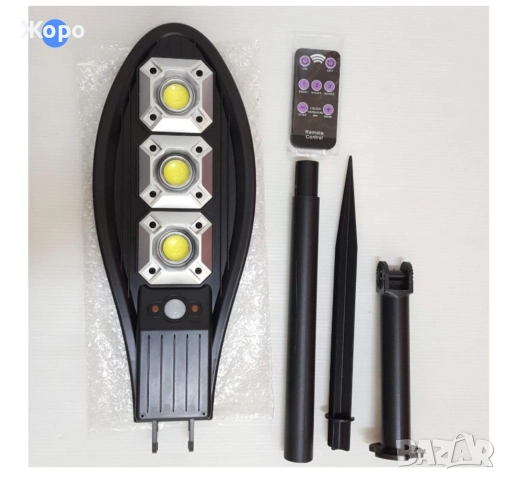 Улична Соларна LED Лампа 1200W с датчик за движение и дистанционно управление+ стойка за монтаж, снимка 11 - Лед осветление - 52736180