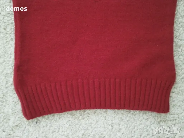 Машинно плетен пуловер без ръкави от букле, цвят керемидено червено, снимка 5 - Блузи с дълъг ръкав и пуловери - 48538673