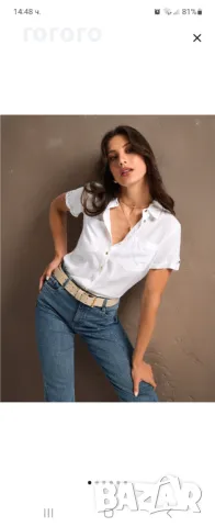 Бяла риза с къс ръкав , снимка 4 - Ризи - 48127588