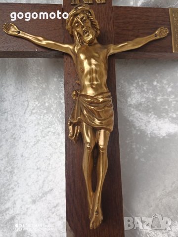 Стар кръст разпятие Христово,голям, тежък кръст от божи гроб, донесен преди 50 г.,Исус Христос
