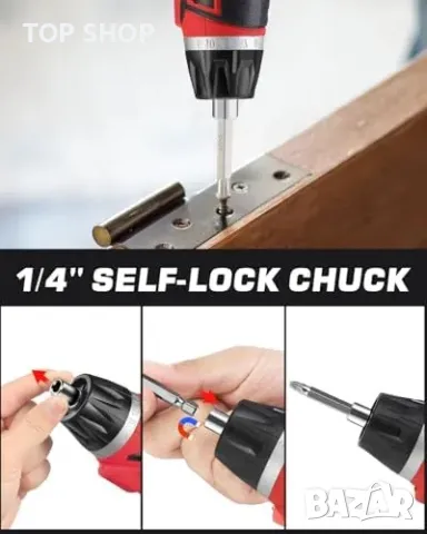 Нов Комплект 34 части DuroFort 8V винтоверт с регулируема дръжка, снимка 7 - Гедорета - 49321352