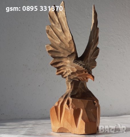 20 см Орел, фигура, птица дърворезба, пластика, статуетка, снимка 3 - Статуетки - 39750515