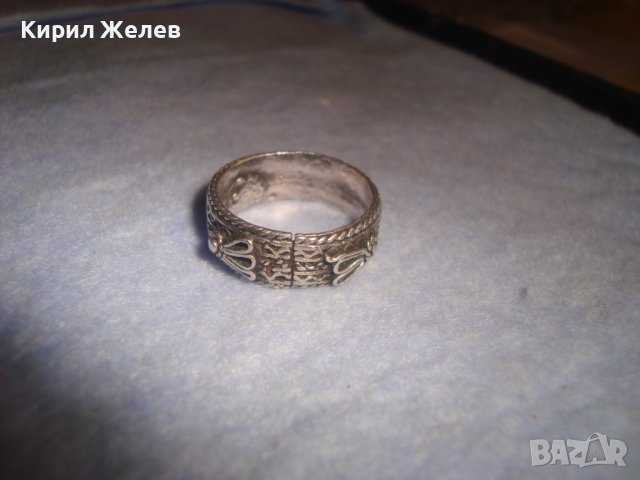 СТАРИНЕН СРЕБЪРЕН РЯДЪК РЪЧНО ПРАВЕН ПРЪСТЕН с ПЕЧАТ на МАЙСТОРА КОЛЕКЦИОНЕРСКИ УНИКАТ 28763, снимка 4 - Антикварни и старинни предмети - 37277521