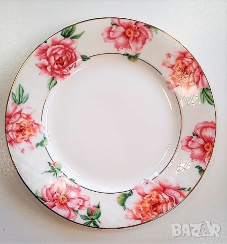 Чинии със рози от костен порцелан за миялна машина, снимка 5 - Чинии - 31933213
